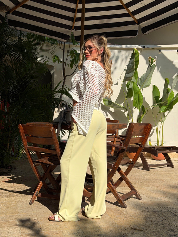 PANTALÓN DOBLE BOTÓN TULUM VERDE LIMA