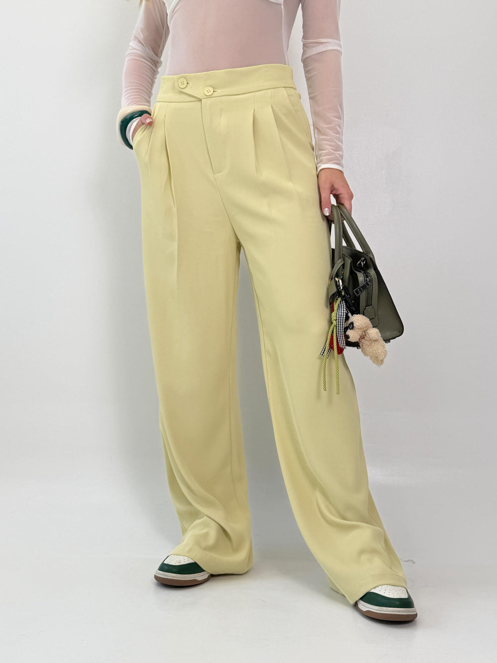 PANTALÓN DOBLE BOTÓN TULUM VERDE LIMA