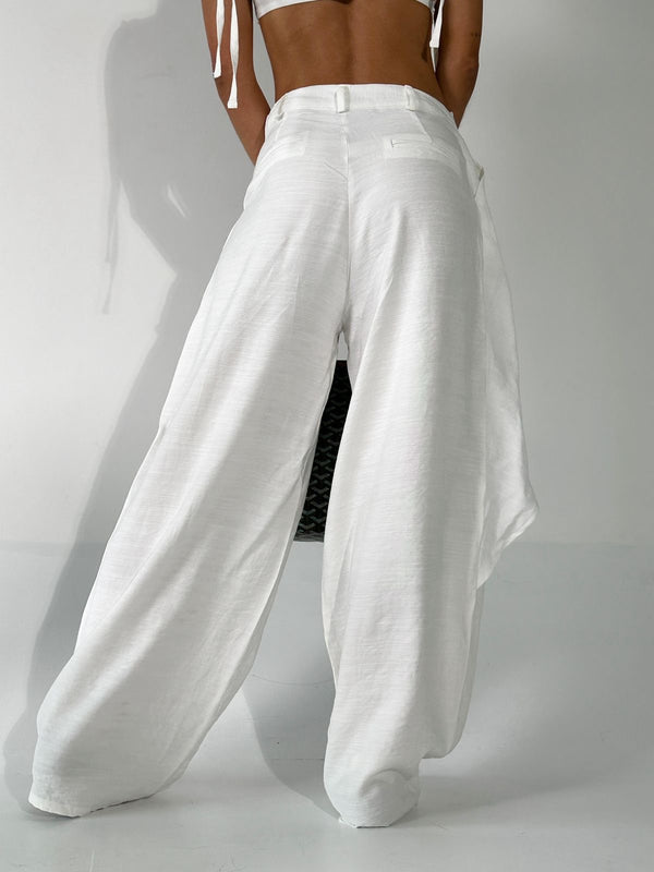 PANTALÓN LINO BOTONES MARFIL
