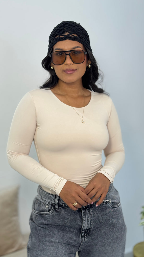 BODY BÁSICO MANGA LARGA BEIGE